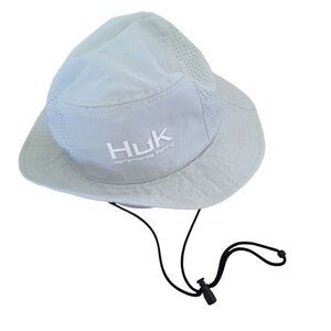 HUK High Performance Bucket Boonie Fishing Hat OSFM Oyster Light Neutral Nylon